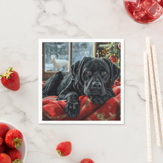 Serviette En Papier Black Labrador Chien Festive de Noël (En situation)