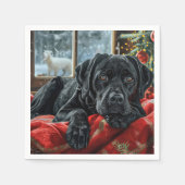 Serviette En Papier Black Labrador Chien Festive de Noël (Devant)