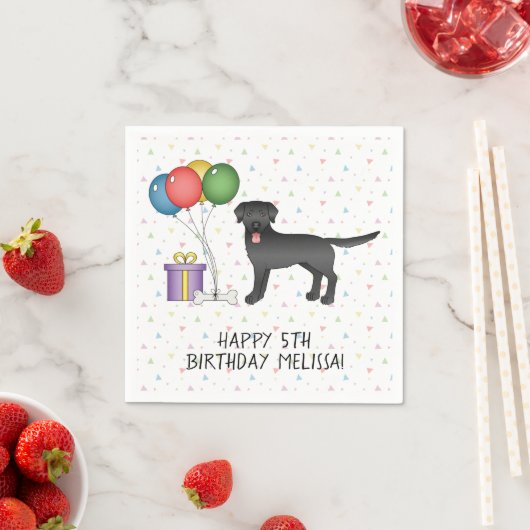 Serviette En Papier Black Labrador Retriever Dessin Chien - Anniversai (En situation)