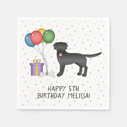 Serviette En Papier Black Labrador Retriever Dessin Chien - Anniversai (Devant)