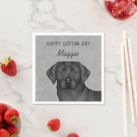 Serviette En Papier Black Labrador Retriever Happy Gotcha Day Grey (En situation)