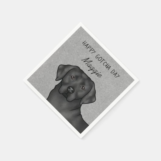 Serviette En Papier Black Labrador Retriever Happy Gotcha Day Grey (Coin)