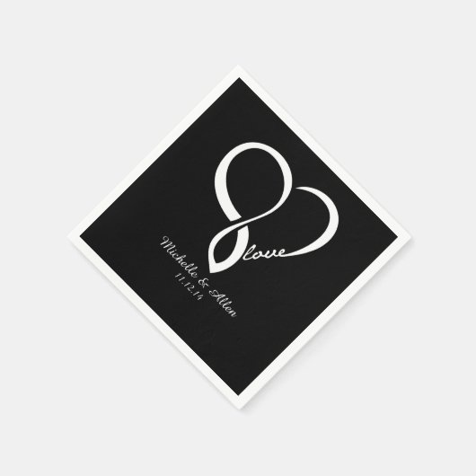 Serviette En Papier Black Love Coeur Mariage Party Papier ensemble de (Coin)