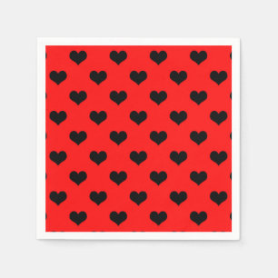 Serviette En Papier Black Love Heart sur l'Arrière - plan rouge