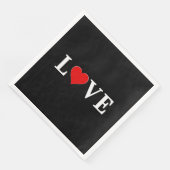 Serviette En Papier Black LOVE Tredny moderne noir et blanc (Coin)