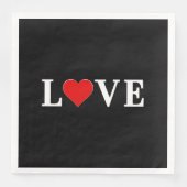 Serviette En Papier Black LOVE Tredny moderne noir et blanc (Devant)