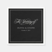 Serviette En Papier Black | Mariage classique italien d'élégance (Devant)