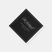 Serviette En Papier Black | Mariage classique italien d'élégance (Coin)