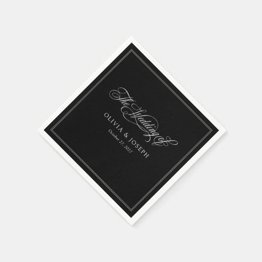 Serviette En Papier Black | Mariage classique italien d'élégance (Coin)