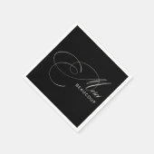 Serviette En Papier Black Merci Beaucoup Elegant Merci de calligraphie (Coin)