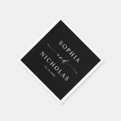 Serviette En Papier Black Minimalist Wedding | Elegant Script Cocktail (Coin)