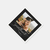Serviette En Papier Black Modern Elegant Script Photo Graduation Party (Coin)