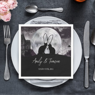Serviette En Papier Black Modern Halloween Mariage Fiançailles personn
