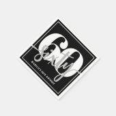Serviette En Papier Black moderne 60e fête d'anniversaire (Coin)