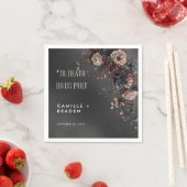 Serviette En Papier Black Moody Gothic Flowers & Mist Mariage (En situation)