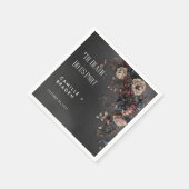 Serviette En Papier Black Moody Gothic Flowers & Mist Mariage (Coin)