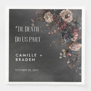 Serviette En Papier Black Moody Gothic Flowers & Mist Mariage