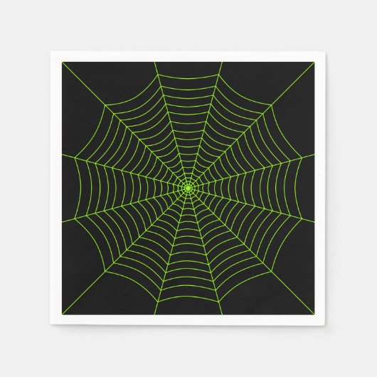 Serviette En Papier Black neon vert toile d'araignée Halloween motif (Devant)
