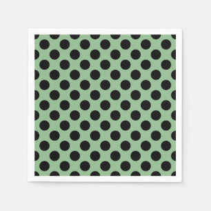 Serviette En Papier Black on Dark Sea Green Grand livre Pois