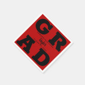 Serviette En Papier Black on Scarlet Red Graduation Party (Coin)