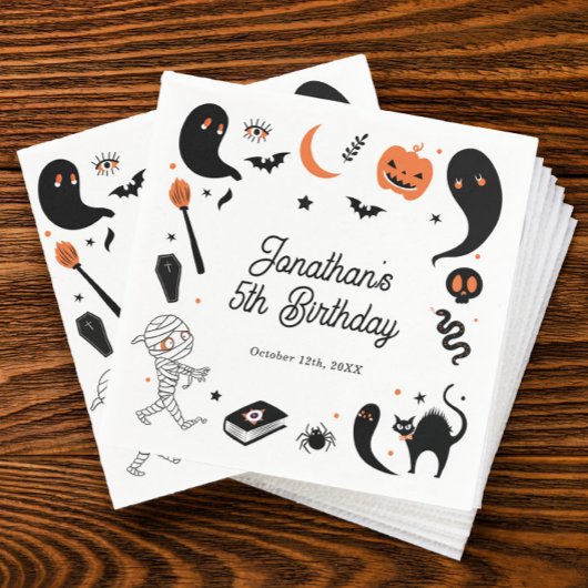 Serviette En Papier Black Orange Halloween fête d'anniversaire enfants