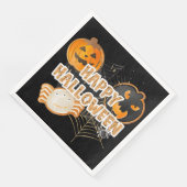 SERVIETTE EN PAPIER BLACK ORANGE HAPPY HALLOWEEN COOKIES (Coin)