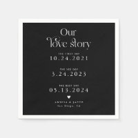 Black Our Love Story Mariage rétro Napkin