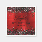 Serviette En Papier Black Parties scintillant Red Foil 50e anniversair (Devant)