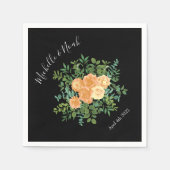 Serviette En Papier Black & Peach Mariage Floral moderne (Devant)