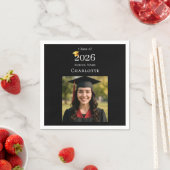 Serviette En Papier Black photo modern Graduation Party (En situation)