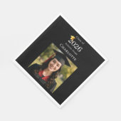 Serviette En Papier Black photo modern Graduation Party luncheon (Coin)