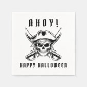 Serviette En Papier Black Pirate Skull Halloween Party  (Devant)