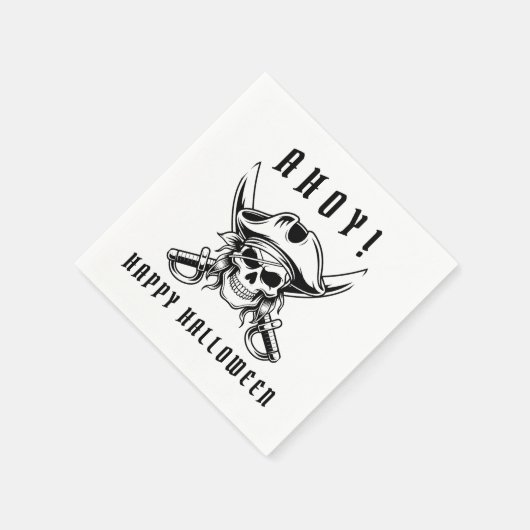 Serviette En Papier Black Pirate Skull Halloween Party  (Coin)