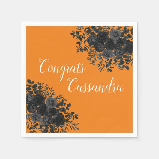Serviette En Papier Black Rose Dark Gothic Graduation Party Orange (Devant)