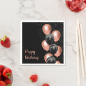 Serviette En Papier Black Rose Gold Balloon Chic (En situation)