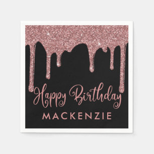 Serviette En Papier Black Rose Gold Parties scintillant Drivers Annive