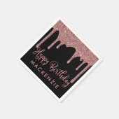 Serviette En Papier Black Rose Gold Parties scintillant Drivers Annive (Coin)