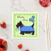 Serviette En Papier Black Scottie Terrier Chien vert personnalisé (En situation)
