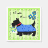 Serviette En Papier Black Scottie Terrier Chien vert personnalisé (Devant)