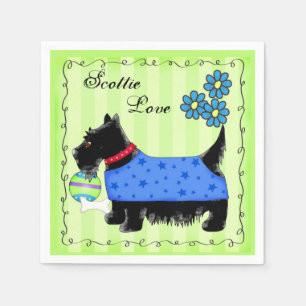 Serviette En Papier Black Scottie Terrier Chien vert personnalisé