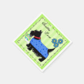 Serviette En Papier Black Scottie Terrier Chien vert personnalisé (Coin)