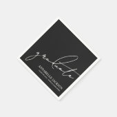 Serviette En Papier Black Script Graduation (Coin)