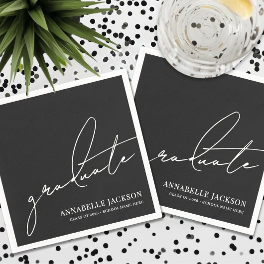 Serviette En Papier Black Script Graduation