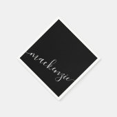 Serviette En Papier Black Script Modern Personnalisé Nom Party (Coin)