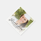 Serviette En Papier Black Script Photo Graduation Party (Coin)