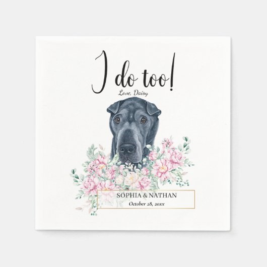 Serviette En Papier Black Shar Pei Chien Mariage Cocktail Napkins (Devant)