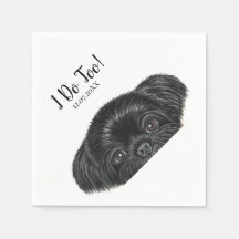 Black Shih Tzu Cocktail Mariage de serviettes