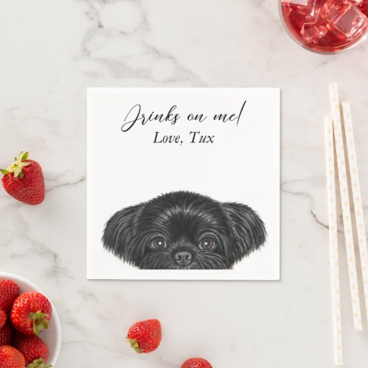 Serviette En Papier Black Shih Tzu Mariage Cocktail Napkin (En situation)