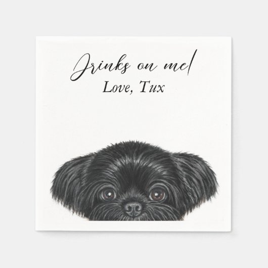 Serviette En Papier Black Shih Tzu Mariage Cocktail Napkin (Devant)