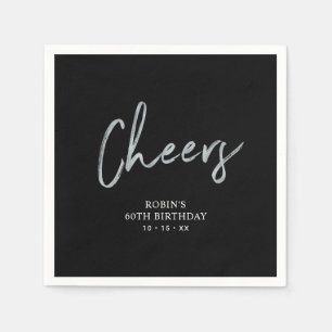 Serviette En Papier Black & Silver   Lettre pour l'anniversaire d'un a